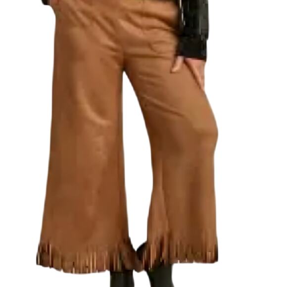 NWT Umgee suede feel fringe stretchy pants with side/back pockets black XL - Picture 2 of 3